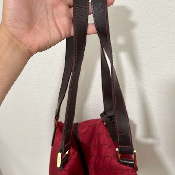 Vintage 2000's Womens Red Signature Leather Trim Duffle Carry On Bag OS - Picture 3 of 13